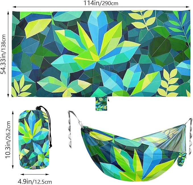 Geometric Abstract Leaf Summer 330lb Capacity Outdoor Hammocks Hanging Hammock for Outside Camping Essentials Base de hamaca para adultos