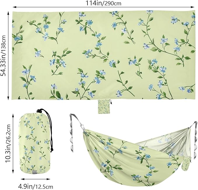 Turquoise Vintage Flowers 330lb Capacity Hammocks for Camping with Hanging Rope Hanging Hammock for Indoor Outdoor Patio capas para la Lluvia