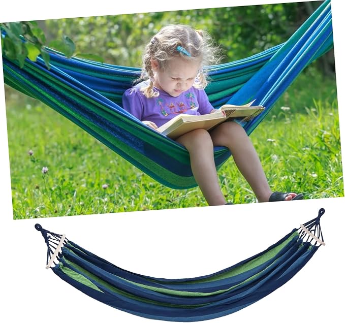 LIOOBO Portable Outdoor Canvas Hammock Double Camping Swing Breathable for Garden Beach and to Assemble Relaxation for Nature Lovers