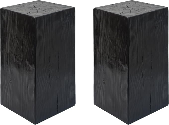 Patio End Table, Square Column, Black, Weather-Resistant