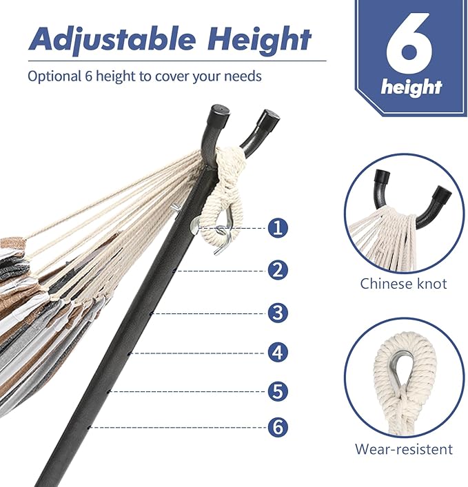 ONCLOUD 550 LB Capacity Double Hammock with Stand – Portable Bag Included (Desert Stripe)