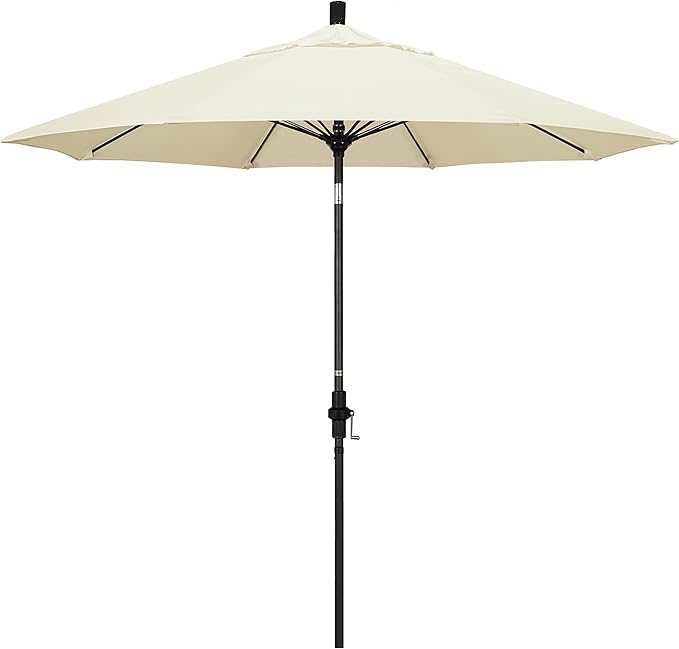 California Umbrella 9' Round Aluminum Pole Fiberglass Rib Market Umbrella, Crank Lift, Collar Tilt, Bronze Pole
