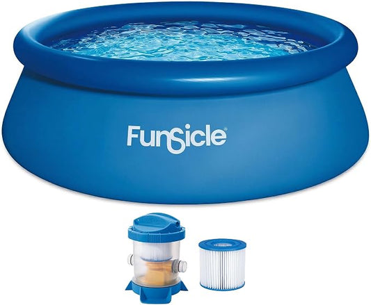 Funsicle Quickset 12' x 36" Round Above Ground Swimming Pool, with FiltraBoost 800 GPH Filter Pump, Type D Filter Cartridge & Repair Patch