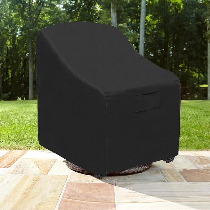 Outdoor Swivel Lounge Chair Cover 2 Pack,100% Waterproof Heavy Duty Patio Chair Covers, UV & Tear Resistant (30 W x 34 D x 38.5 H inches) patio furniture covers, Outdoor Chair Cover 2-Pack Black