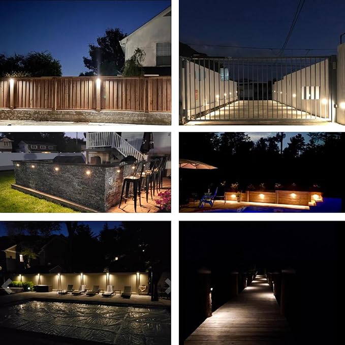 6 Pack Low Voltage AC/DC 12V LED Landscape Deck Light,Outdoor Retaining Wall Lights, IP65 Waterproof Step Lights,for Stair Lighting and Yard Patio Pathway Walkway (2700K)
