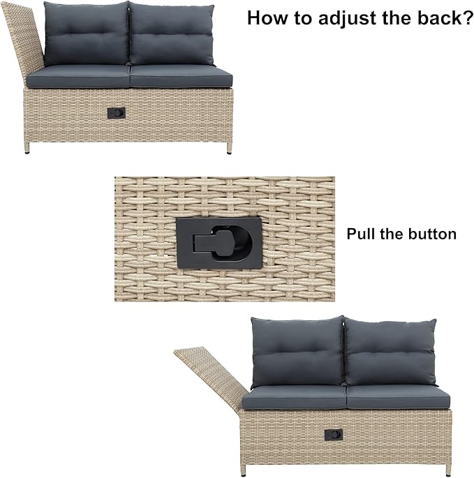 LUMISOL Outdoor Patio Furniture Set, 4 Piece Wicker Sectional Sofa Set, All Weather Patio Conversation Set with Tempered Glass Table for Backyard, Poolside, Gray