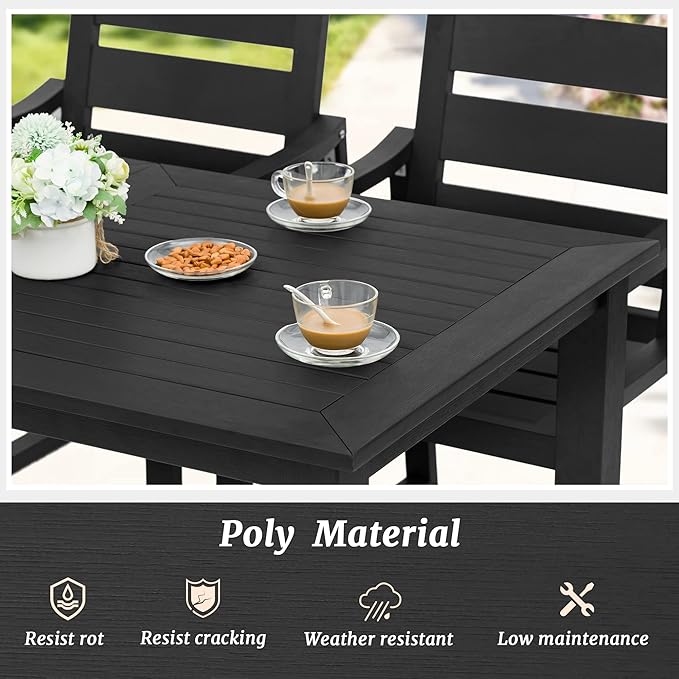 Cozyman HDPS Outdoor Dining Chairs Set of 6, 350LBS, Patio Dining Chairs with Armrest, All Weather Outdoor Kitchen Chairs with Square Frame Legs for Outdoor Indoor, Lawn, Garden, Backyard, Black