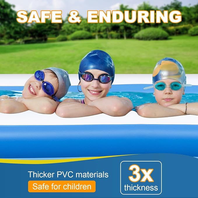 Inflatable Swimming Pool for Adults Kids - 10FT x 6FT Blow Up Pools Kiddie Pool, Oversized Thickened Family Inflatable Pools for Backyard Outdoor Garden Outdoor Summer Water Party