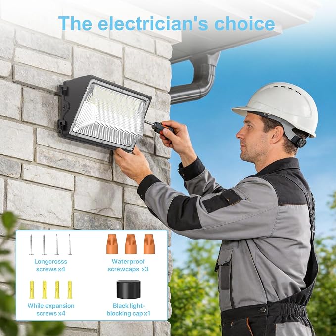 HYPERLITE LED Wall Pack 120W: 18000lm Black LED Security Flood with Dusk to Dawn Photocell - Industrial Outdoor Wall Lights Out Door 2Packs for House Warehouses Driveway UL Listed