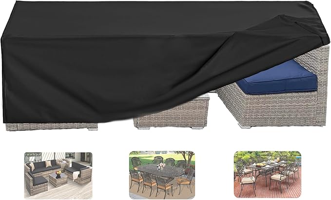 Oslimea Patio Furniture Covers Waterproof, Outdoor Sectional Sofa Set Cover Couch Cover for Wicker Rattan Table Chair, 126" L x 126" W x 28" H