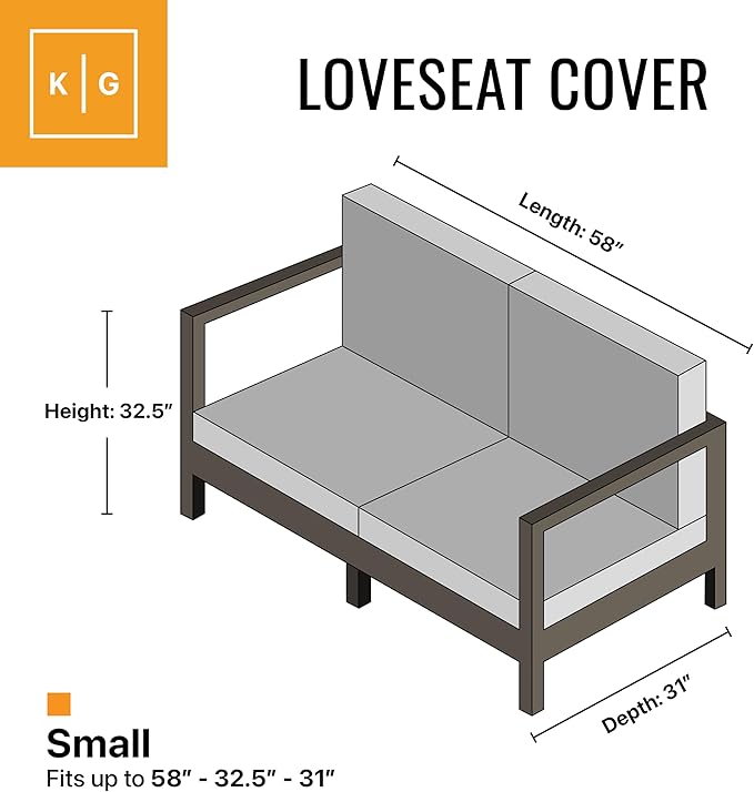 KHOMO GEAR Outdoor Couch Cover Patio Furniture Covers Waterproof Loveseat Cover Sofa Lounge Cover - Brown (58” x 32.5” x 31”)