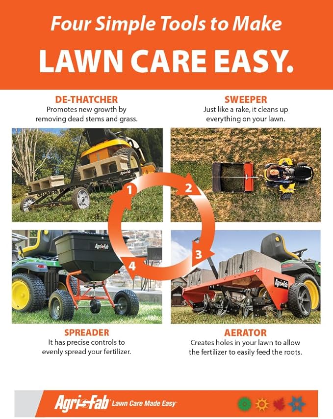 Agri-Fab 45-0299 48" Tow Behind Lawn Plug Aerator with Universal Hitch; Designed to Pull Behind Lawn & Garden Tractors