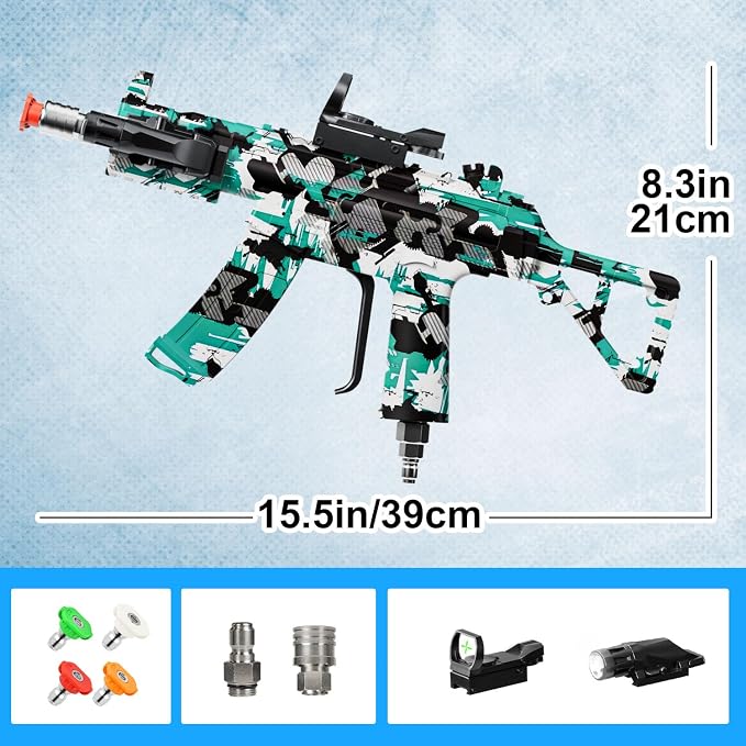MP5S Pressure Washer Gun with Swivel - 3000 PSI High Pressure Spray Gun with 3/8" Quick Connect Plug Inlet, Foam Cannon Compatible Power Washer Handle for Car, Home & Outdoor Cleaning (Cyan)