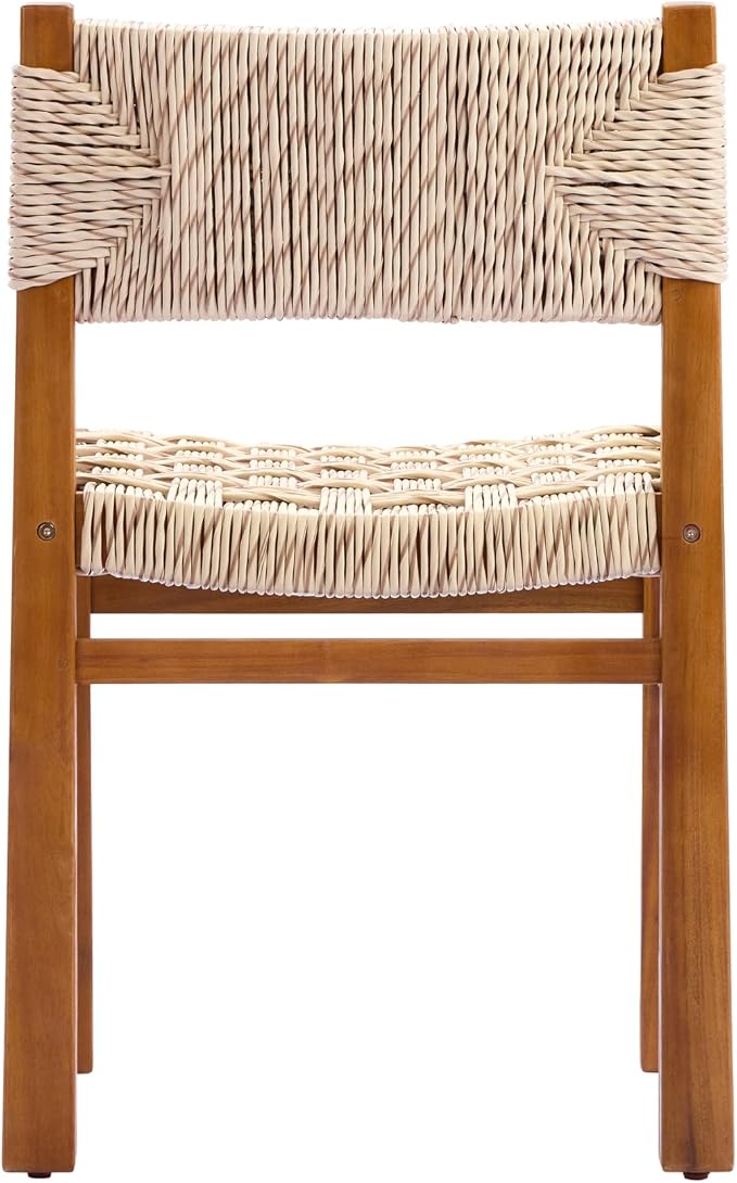 Christopher Knight Home Alson Acacia Wood Patio Dining Set with Bench, Solid Wood Outdoor Dining Table Set for 6, Outdoor Dining Set with Woven Wicker Accent, Teak+Light Grey