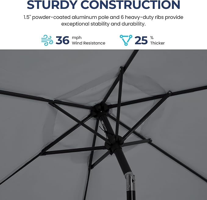 SUNVIVI OUTDOOR Outdoor Patio Umbrella, Patio Umbrella, Market Umbrella, Large Outdoor Umbrella, Metal Pole Umbrella with Push Button Tilt and Crank, Polyester Canopy