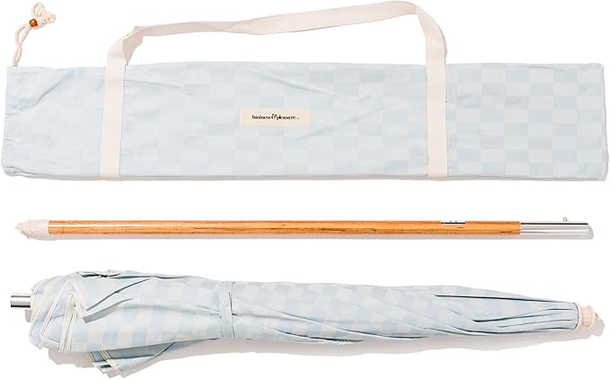Business & Pleasure Co. Rio Umbrella Scalloped Brim For Beach, Patio or Picnic - 6' Boho Beach Umbrella, 7' Tall Wood Pole, UPF 50+