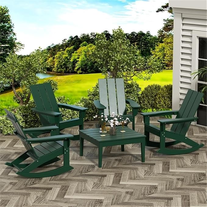 Costaelm Outdoor Side Tables for Patio, Small Patio Conversation Table Weather Resistant Coffee Table, Small Square Table Outdoor End Tables for Porch, Balcony, Poolside, Deck, Dark Green
