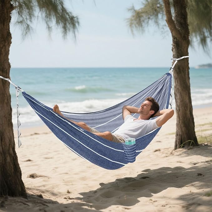 Denim Blue Stripe 330lb Capacity Hammocks with Portabl Carry Bag Tree Hammock for Indoor Outdoor Patio accesorios para campamento
