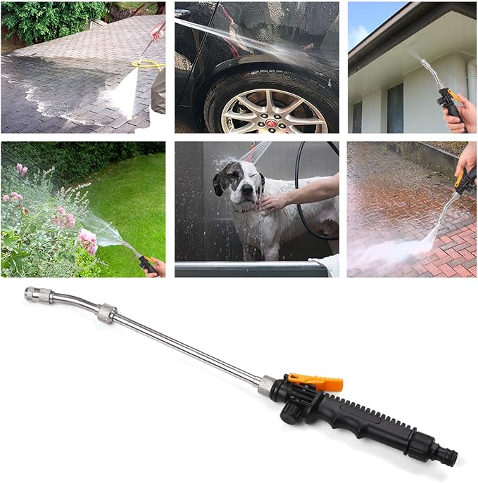 Rengue 2-in-1 High Pressure Washer, Materials, Jet and Fan Nozzles, 11.8in or 18.9in, for Home Garden 2-in-1 High Pressure Washer, ABS Alloy Copper Nan Household Appliances (48cm)
