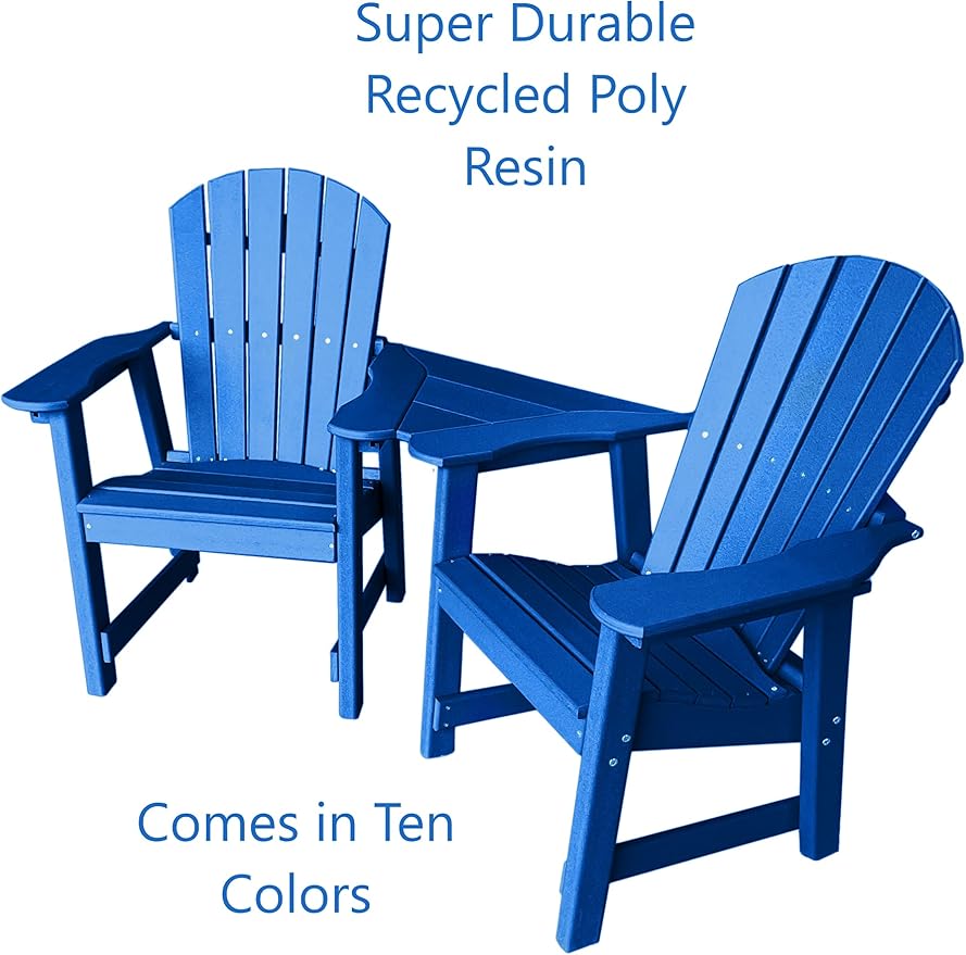 Phat Tommy 2 Chair Dining Table Set - Poly Outdoor Furniture - Small Patio Dining Set for Apartment Balcony Furniture, Recycled Poly Lumber Chairs and Table, Blue