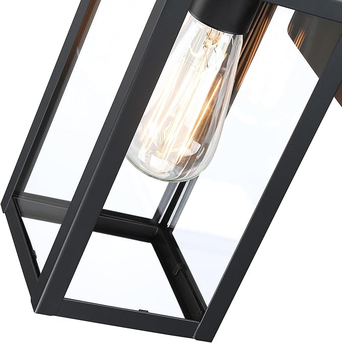 2 Pack Outdoor Sconce Lights-12 Inch Outdoor Wall Light,Exterior Sconce Steel and Glass Porch Light, Black Wall Lantern for Front Porch Garage Balcony