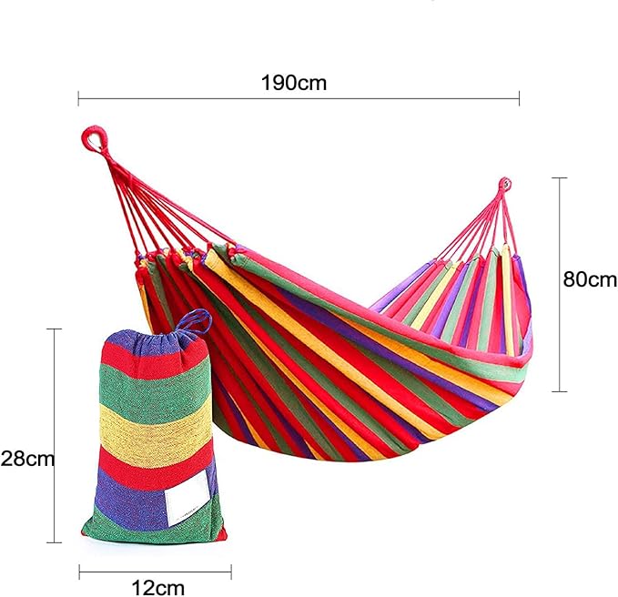 Cotton Hanging Rope Hammock, with Carry Bag and Rope Canvas Hanging Hammock, Light Portable Hammock, for Camping Beach Patio (Color : Blue, Size : 190x80cm)