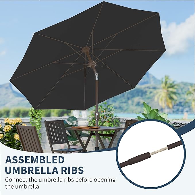 PatioKingdom 11FT Patio Umbrella,Outdoor Umbrella with Push Button Tilt and Crank,Market Table Umbrella with 8 Sturdy Fiberglass Ribs UV Protection