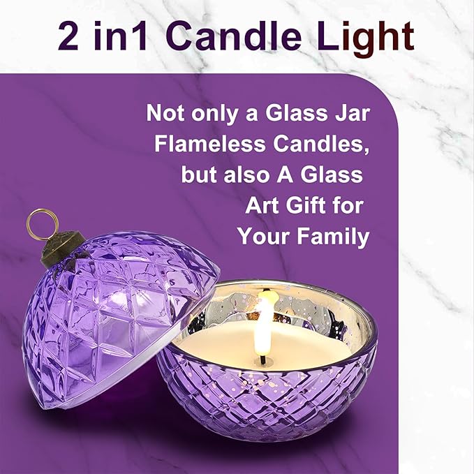 WNP Glass Flameless LED Candles Battery Operated Flickering Jar Lights for Halloween Christmas Home Decor Perfect as Birthday Gift for Her Wife Girlfriend Anniversary Present and Party Decoration