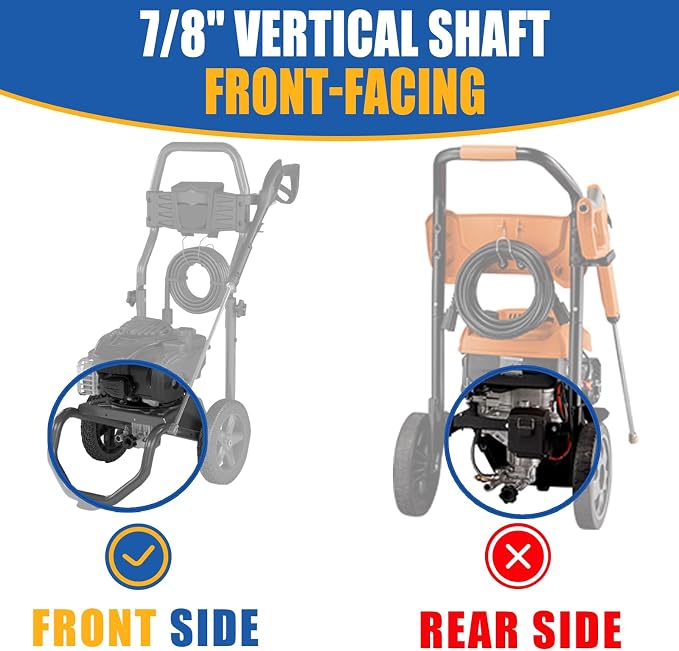 TOOLCY 7/8" Shaft Vertical Pressure Washer Pump, 2500 PSI 2.5 GPM Front Inlet/Outlet Replacement Pump Kit with Nozzles & Hardware, Fits 180-196cc Gas Power Washer for Driveway, Fence, Patio Cleaning
