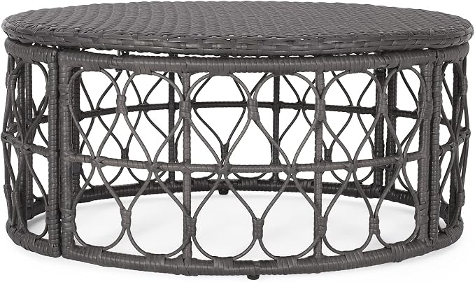 Bruce Outdoor Coffee Table - Wicker - Gray