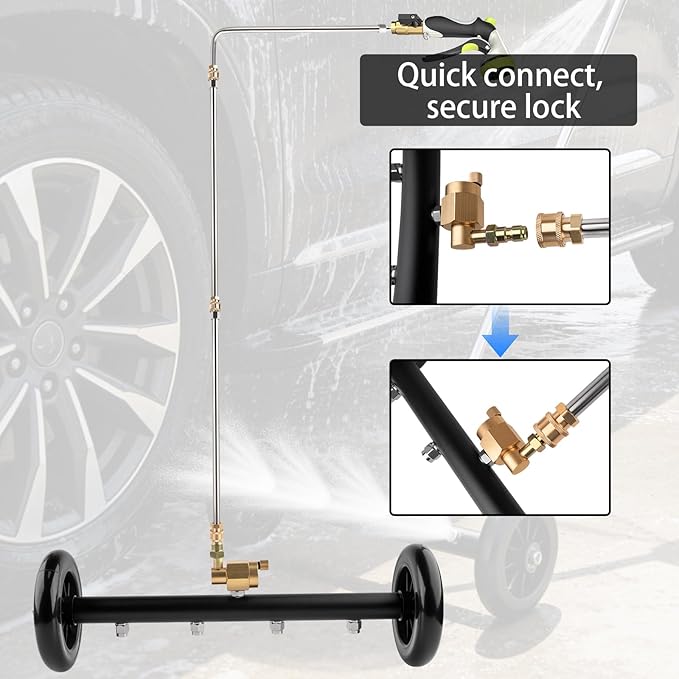 16” Pressure Car Washer Undercarriage Cleaner, 1/4” Quick Connect with 3 Pieces Extension Wands, Car Wash Water Broom for Vehicle Underbody and Truck Cleaning