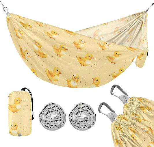 Camping Hammock Outdoor Hammocks for Outside Ducks Beach Trees Portable Lightweight with Pockets Tree Straps Indoor Small