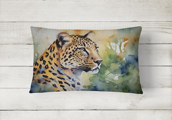 Caroline's Treasures DAC2944PW1216 Leopard Throw Pillow Machine Washable, Indoor Outdoor Decorative Pillow for Couch, Bed or Patio, 12HX16W