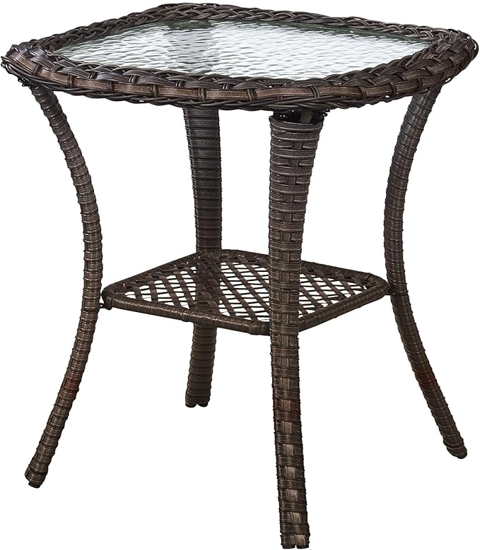 Outdoor Swivel Rocker Patio Chairs Set of 4 with Fire Table - 5" Thick Cushion 6 Piece Furniture Set with Fire Pit Table All Weather Wicker Conversation Set for Porch Deck - Brown/Gray