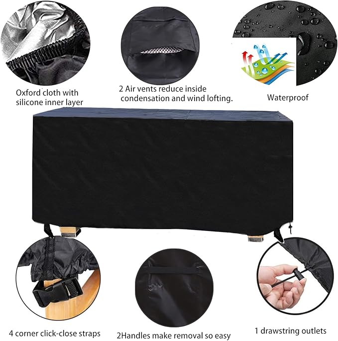 Outdoor Coffee Table Cover,48"(L) x 24"(W) x 28"(H),Outdoor Lawn Waterproof Garden Furniture Cover,Durable Windproof, Fits Rectangle Patio Table