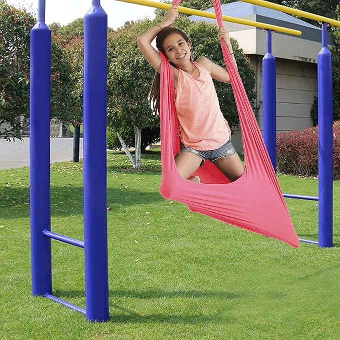 Sensory Swing for Adults Kids Indoor Therapy Swing Outdoor Calming Cuddle Snuggle Hammock Adjustable Durable Fabric Compression Swing for Autism ADHD Aspergers