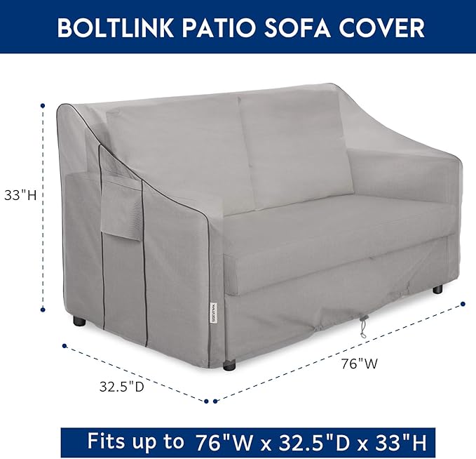 Outdoor Patio Furniture Covers Waterproof ,Durable 3-Seater Sofa Cover Fits up to 76W x 32.5D x 33H inches