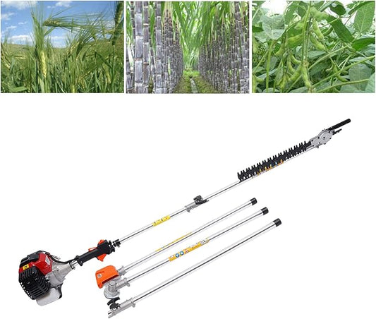 1.7kw 52cc 2-Stroke Straight Shaft Gas Powered String Trimmer, Gas Brush Cutter and Dual Line Trimmer, Grass Trimmer- Lightweight Weed Wacker for Lawn Care