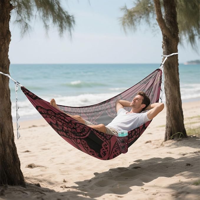 Lace and Gold Ornament Hammocks with Tree Straps Swing Hammock for Indoor Outdoor Patio