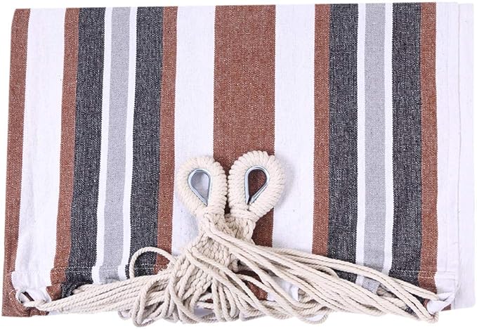 Professional Black & Silver Flowers Hammock Stand with Polyester Coffee Stripe Hammock