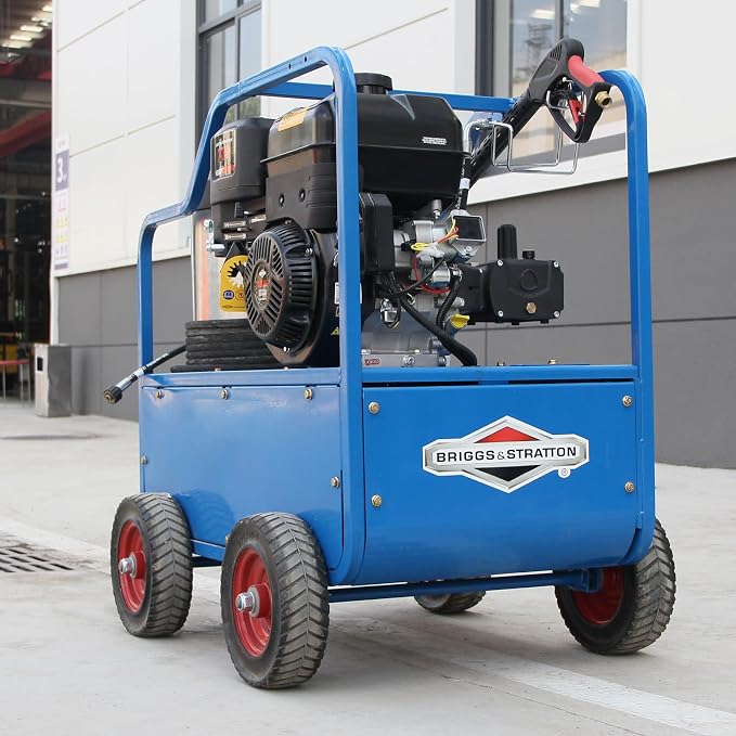 Hot Water Pressure Washer 4000PSI 4GPM,420cc 13.5HP Gas Engine with AR Pump, Commercial Heavy-Duty Power Washer for Trucks, Machinery, Concrete, Industrial Grease (Blue)