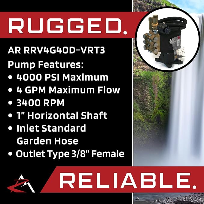The ROP Shop | OEM | 4000 psi AR Power Pressure Washer Pump & VRT3 Unloader - Replaces RSV 4G40 EZ
