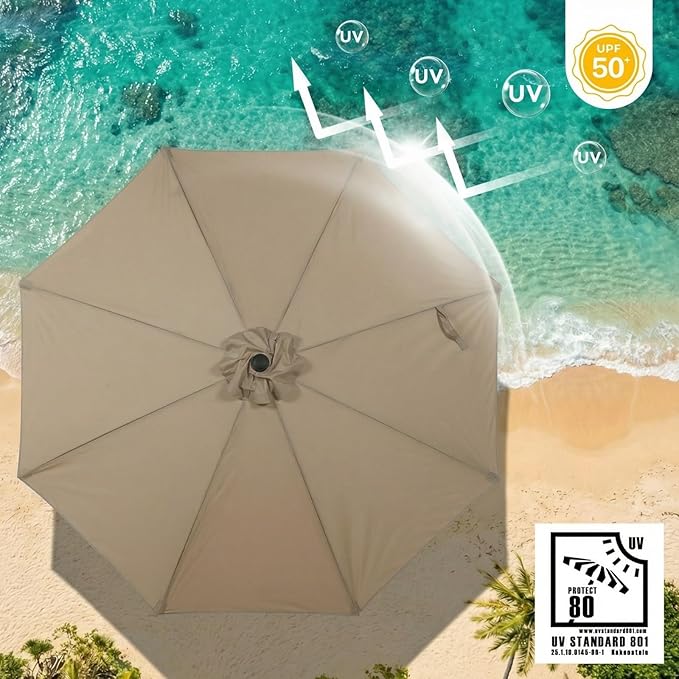 COWVIE Umbrella Canopy Replacement for 8 Ribs Patio Umbrella, Outdoor Table Parasol Replacement for Yard, Canopy Only