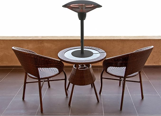 Westinghouse Table Top Outdoor Electric Patio Heater with Aluminum Reflector, Water Resistant, Auto Shut Off Tip Over Switch & Overheat Protection, Infrared Heater for Balcony, Backyard, Deck, & More
