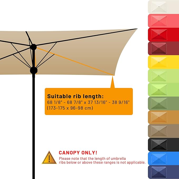 Yescom Patio Umbrella Replacement Outdoor Canopy Beach Backyard Market Table Top Cover