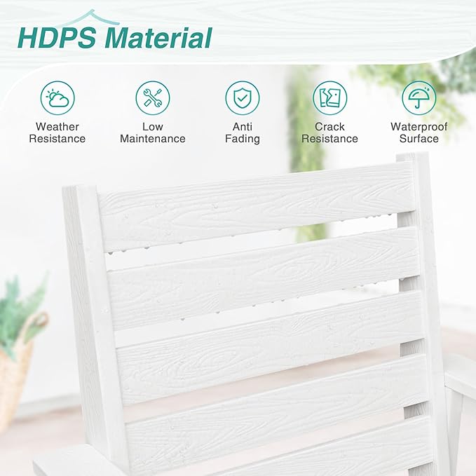 Patio Dining Chairs Set of 2, HDPS Weather Resistant Outdoor Chairs with Armrest, Heavy Duty 300LBS Support Patio Chairs for Backyard Deck Porch Balcony, White