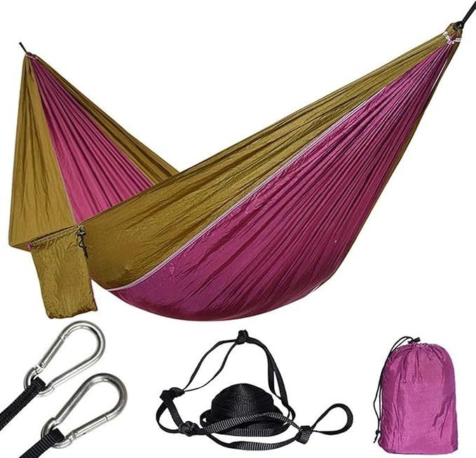 Hammocks for Camping 2 Person, Portable Hammock Foldable, Double Hammock Swing Chair for Adults, Hammock with Chains and Hooks, for Travel Patio Garden