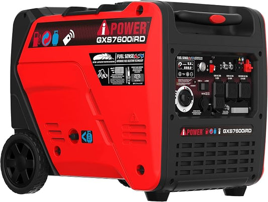 A-iPower 7600-Watt Dual Fuel Inverter Generator Remote Start, Power Supplies with 322cc OHV Engine, CO Sensor, Gas and Propane Powered, for Backup Home Use, Tailgating, RV, Power Outages(GXS7600iRD)