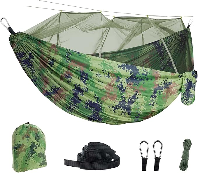 Hammocks for Camping with Cover, Portable Hammock for Trees, Double Hammock with Mosquito Net Double, Hammocks for Outside 2 Person, for Beach, Backyard, Patio