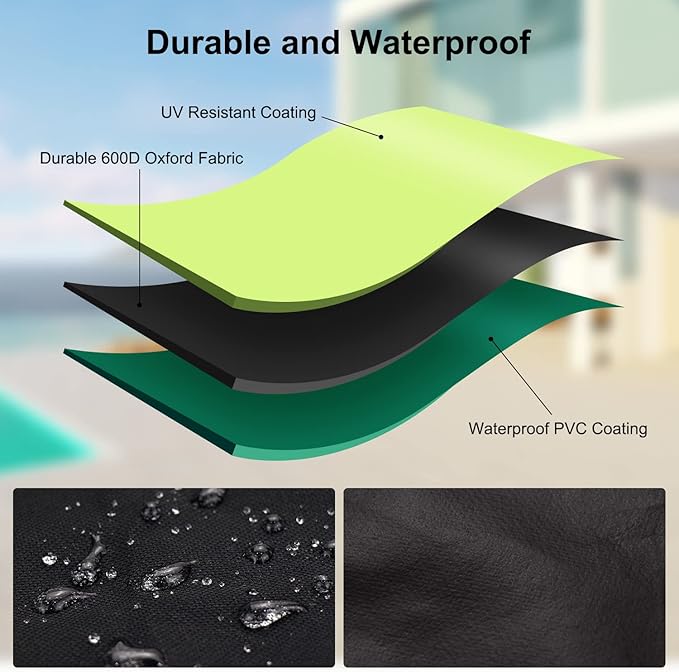 Patio Furniture Covers, 600D Outdoor Furniture Cover Waterproof, Patio Cover for Outdoor Furniture, Table and Chair Set Covers for Rainy, Snowy and Sunny, 98 x 78 x 32 Inch